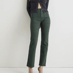 Straight cargo dyed canvas pants